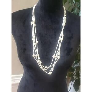 Women's White Multilayer Bubble Bead Chunky Statement Necklace